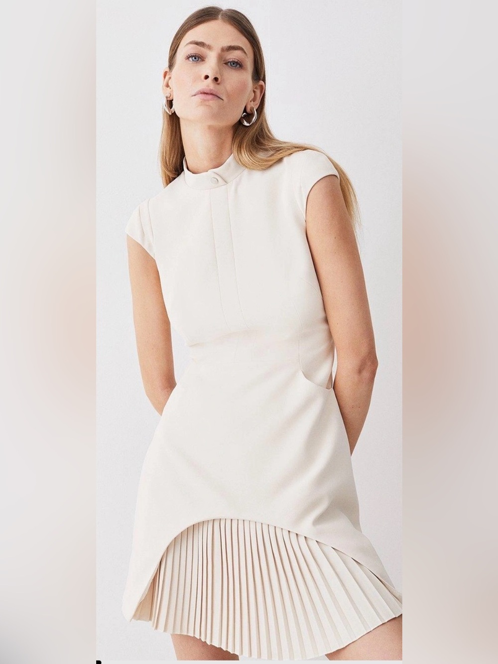 Karen Millen Military Tailored Mini Dress-Cream